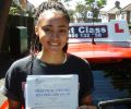 Elliss Burke with Driving test pass certificate